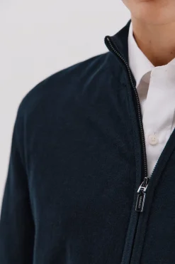 Cortefiel Cárdigan algodón con cashmere cierre cremallera Azul marino Outlet