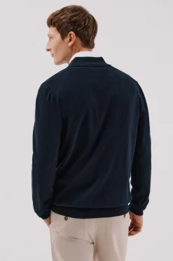 Cortefiel Cárdigan algodón con cashmere cierre cremallera Azul marino Outlet