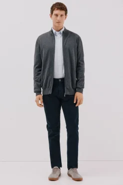 Cortefiel Cárdigan algodón con cashmere cierre cremallera Gris Sale