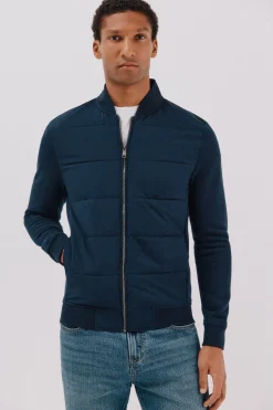 Cortefiel Cárdigan bomber tejido combinado Azul marino Outlet
