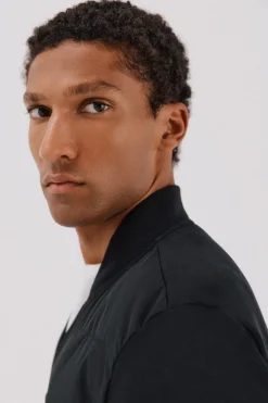 Cortefiel Cárdigan bomber tejido combinado Negro Outlet