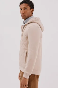 Cortefiel Cárdigan capucha tejido combinado Beige Sale