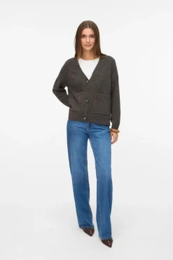Vero Moda Cárdigan con bolsillos Marr&oacute;n oscuro Online