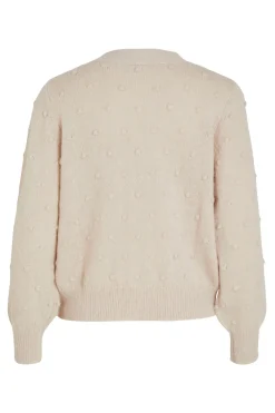 Vila Cárdigan con perlas de punto Beige