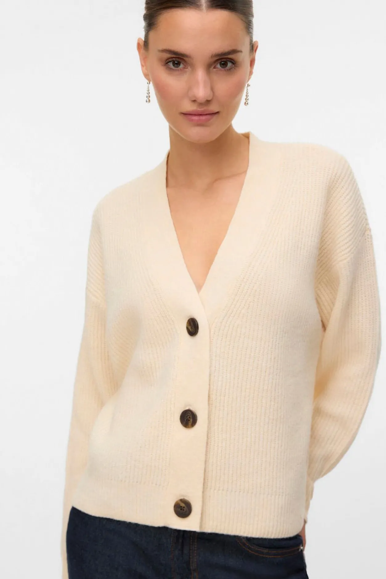 Vero Moda Cárdigan corto de manga larga Beige Online