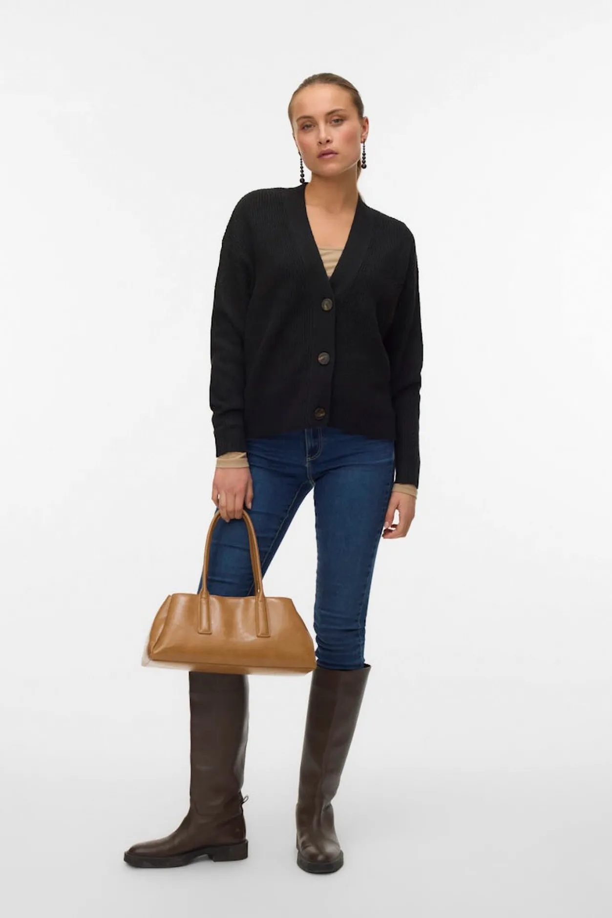 Vero Moda Cárdigan corto de manga larga Negro Discount