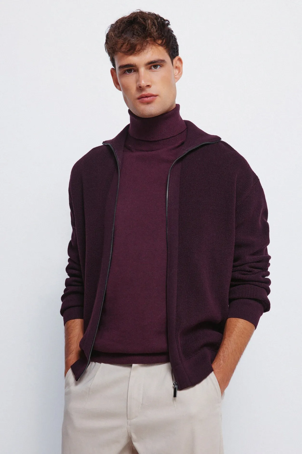 Springfield Cárdigan cremallera burdeos Online