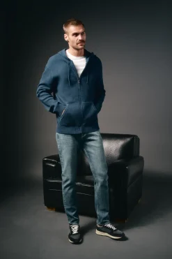 OOTO Cárdigan cremallera y capucha Azul oscuro Sale