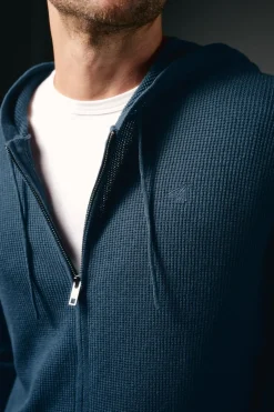 OOTO Cárdigan cremallera y capucha Azul oscuro Sale