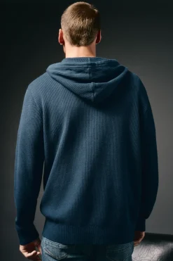 OOTO Cárdigan cremallera y capucha Azul oscuro Sale