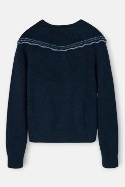 Silbon Cárdigan cuello bobo contraste Azul marino