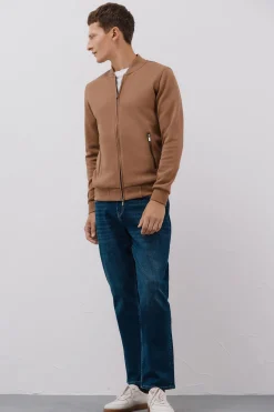 Cortefiel Cárdigan cuello bomber Beige Outlet