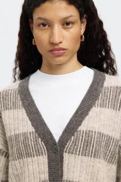 Selected Cárdigan cuello en pico alpaca y lana Gris Clearance