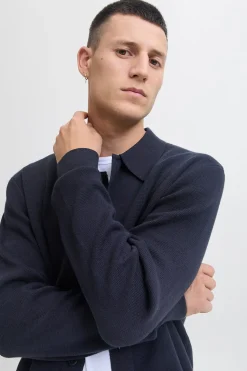 Jack & Jones Cárdigan cuello polo Azul marino Clearance