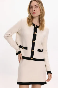 Vila Cárdigan de botones dorados con viscosa Blanco