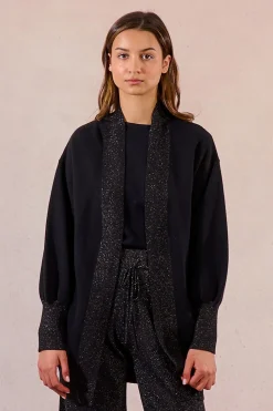 Molly Bracken Cárdigan de manga larga abullonada Negro Discount