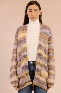 Molly Bracken Cárdigan de mujer de manga larga estampado rayas Multicolor