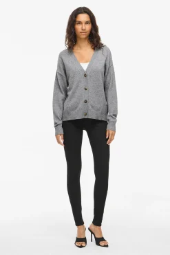 Vila Cárdigan de punto abotonado con viscosa Gris Online