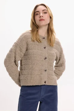 Vila Cárdigan de punto abotonado con lana Marr&oacute;n Clearance