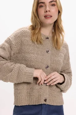 Vila Cárdigan de punto abotonado con lana Marr&oacute;n Clearance