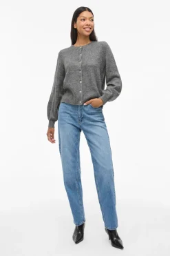 Vila Cárdigan de punto abotonado Gris Hot