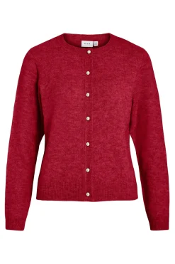 Vila Cárdigan de punto abotonado Rojo Sale
