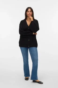 Vero Moda Curve Cárdigan de punto frío talla grande Negro