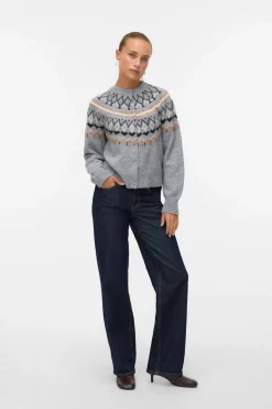 Vero Moda Cárdigan de punto greca Gris Sale