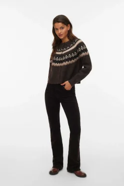 Vero Moda Cárdigan de punto greca Marr&oacute;n oscuro Discount