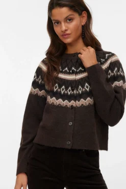 Vero Moda Cárdigan de punto greca Marr&oacute;n oscuro Discount