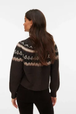 Vero Moda Cárdigan de punto greca Marr&oacute;n oscuro Discount