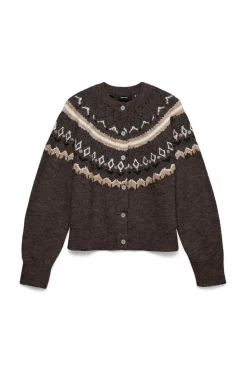 Vero Moda Cárdigan de punto greca Marr&oacute;n oscuro Discount
