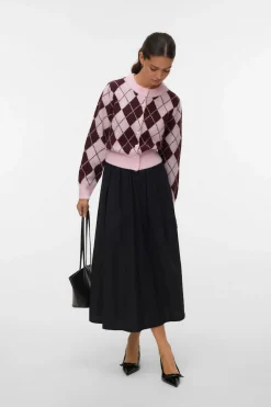 Vero Moda Cárdigan estampado rombos Rosa Outlet