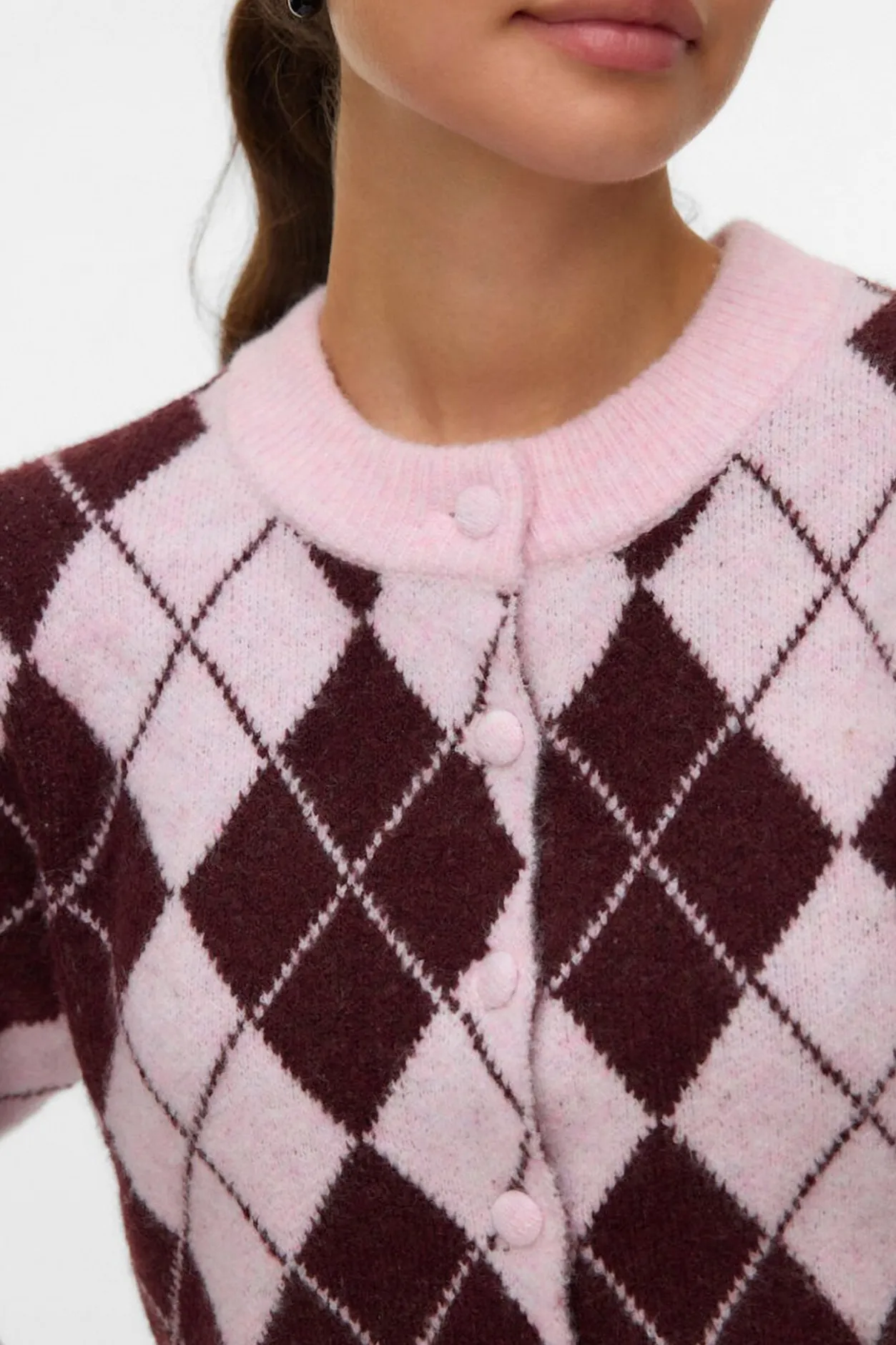 Vero Moda Cárdigan estampado rombos Rosa Outlet