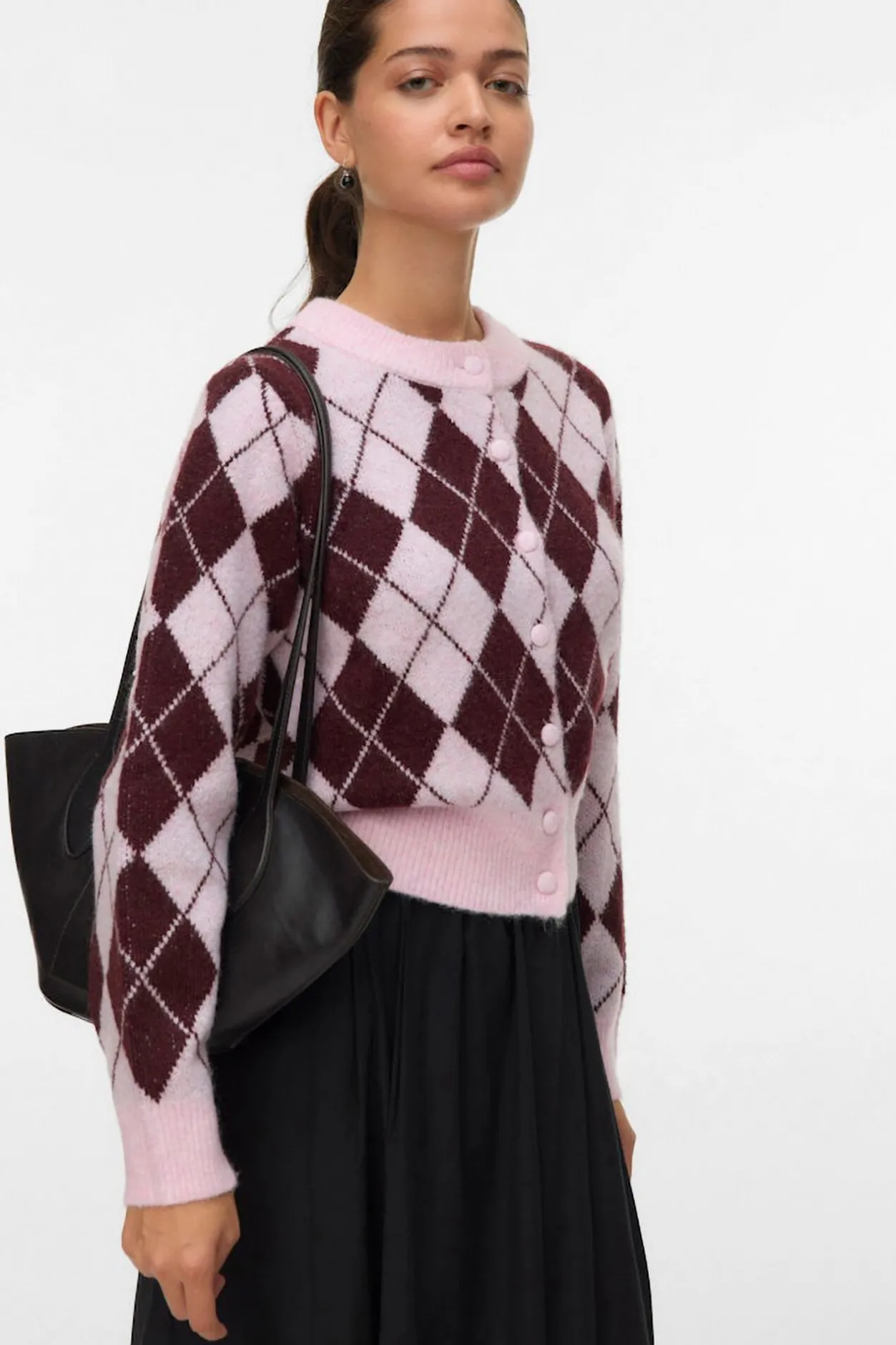 Vero Moda Cárdigan estampado rombos Rosa Outlet