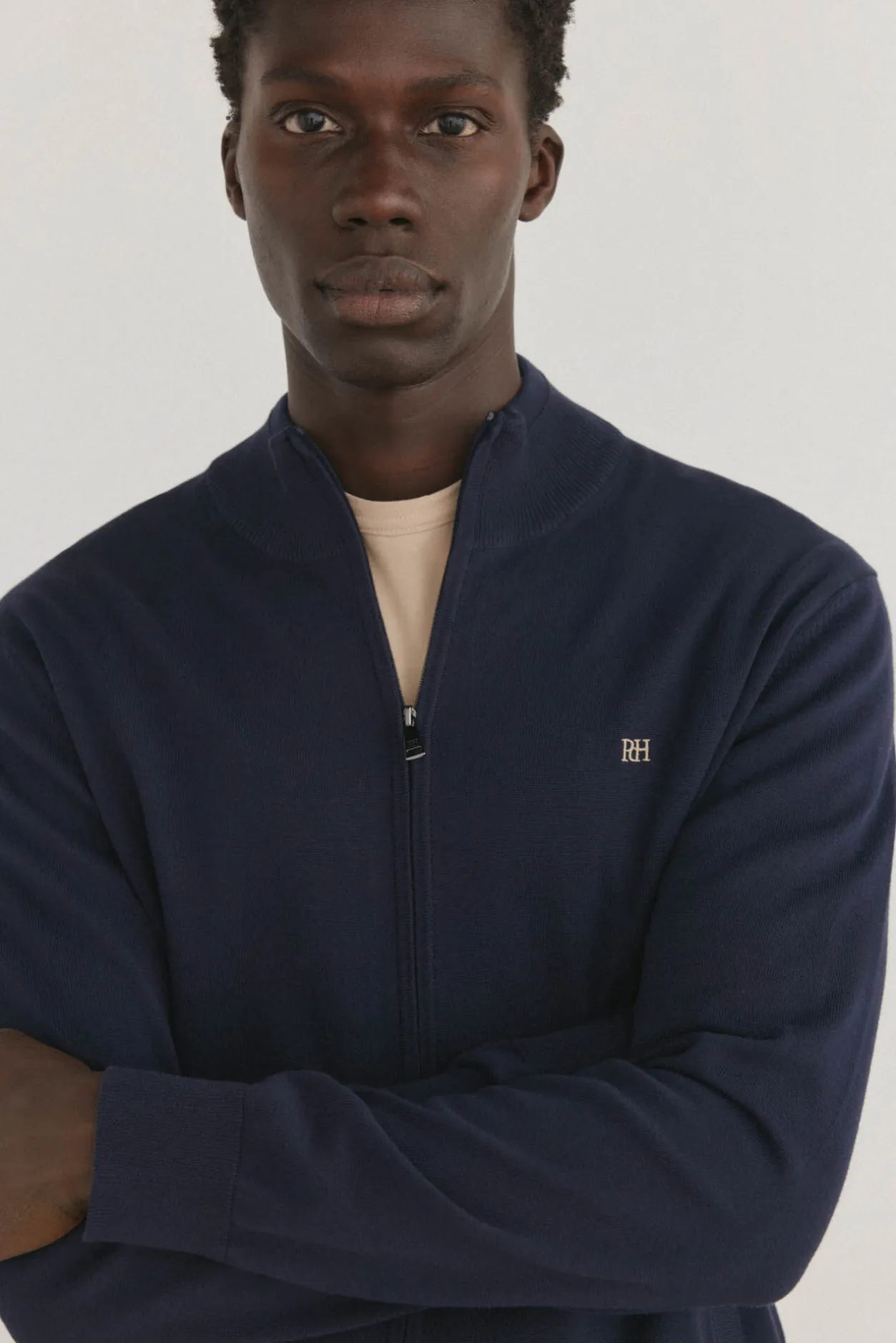 Pedro del Hierro Cárdigan fino algodón premium cremallera Azul Discount