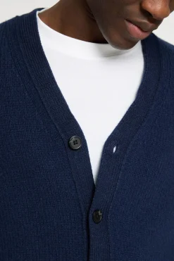 Selected Cárdigan lana cuello pico Azul marino Hot