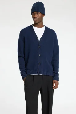 Selected Cárdigan lana cuello pico Azul marino Hot