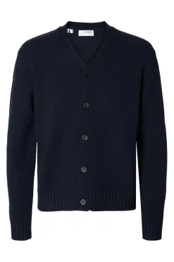 Selected Cárdigan lana cuello pico Azul marino Hot