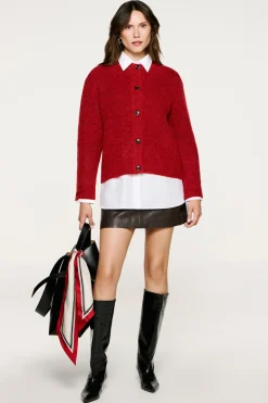 Selected Cárdigan lana y alpaca. Rojo Discount