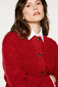 Selected Cárdigan lana y alpaca. Rojo Discount