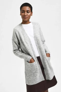 Selected Cárdigan largo de alpaca Gris New