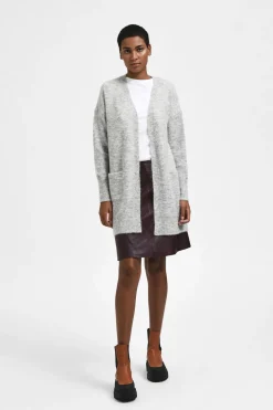 Selected Cárdigan largo de alpaca Gris New