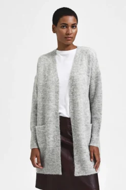Selected Cárdigan largo de alpaca Gris New