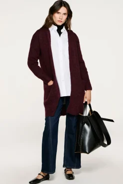 Selected Cárdigan largo de alpaca Morado Hot