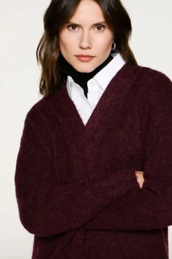 Selected Cárdigan largo de alpaca Morado Hot