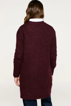 Selected Cárdigan largo de alpaca Morado Hot