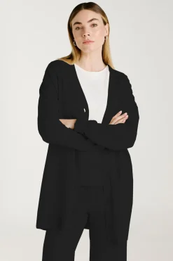 Vila Cárdigan largo de punto con viscosa Negro Outlet