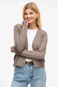 Vila Cárdigan largo de punto con viscosa Beige Sale