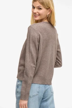 Vila Cárdigan largo de punto con viscosa Beige Sale